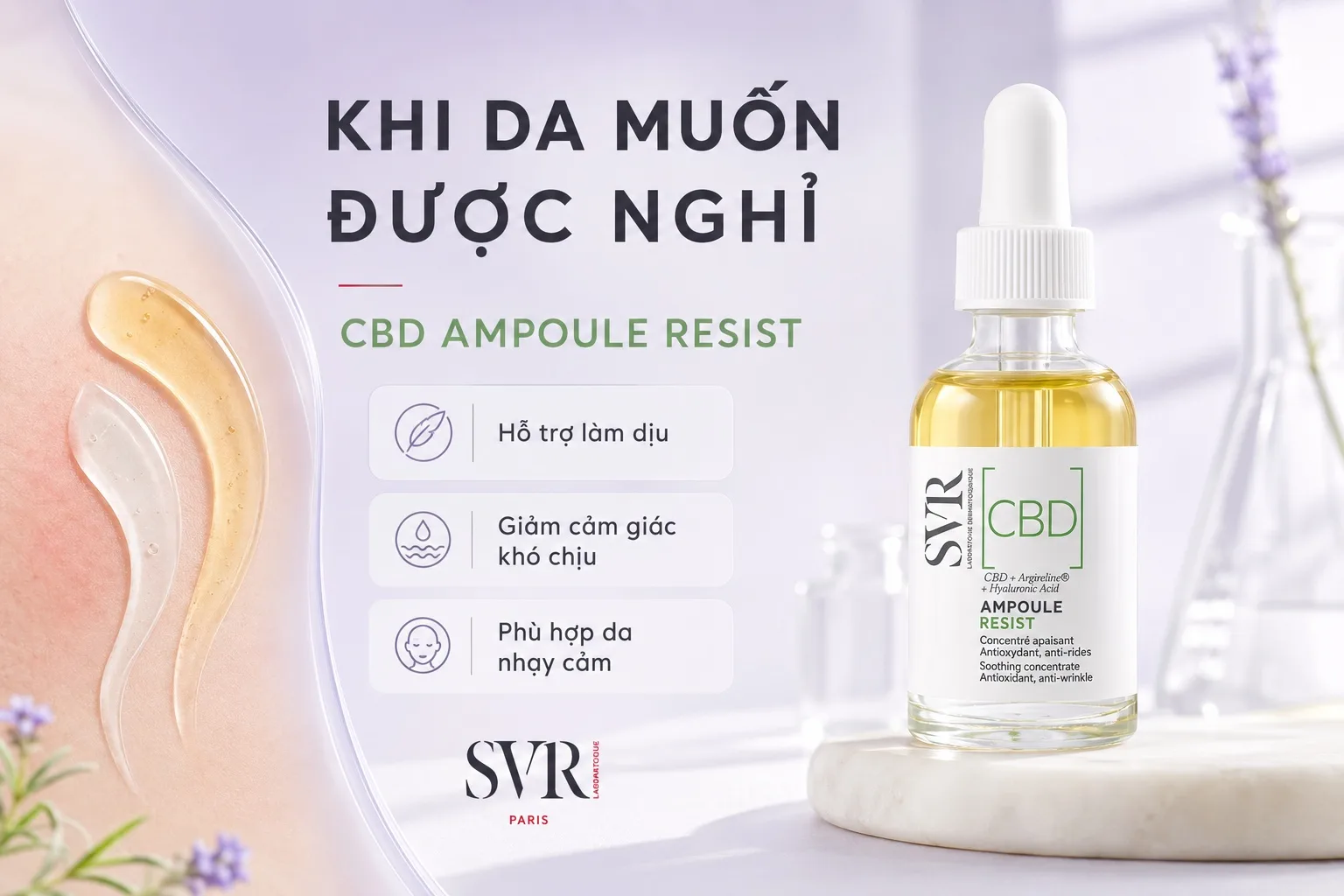 Serum SVR CBD Ampoule Resist cho da nhạy cảm, dễ đỏ