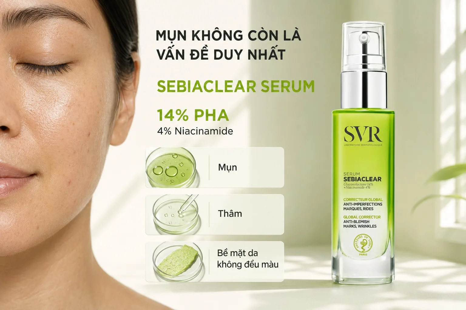 Serum SVR Sebiaclear cho da dầu mụn trưởng thành