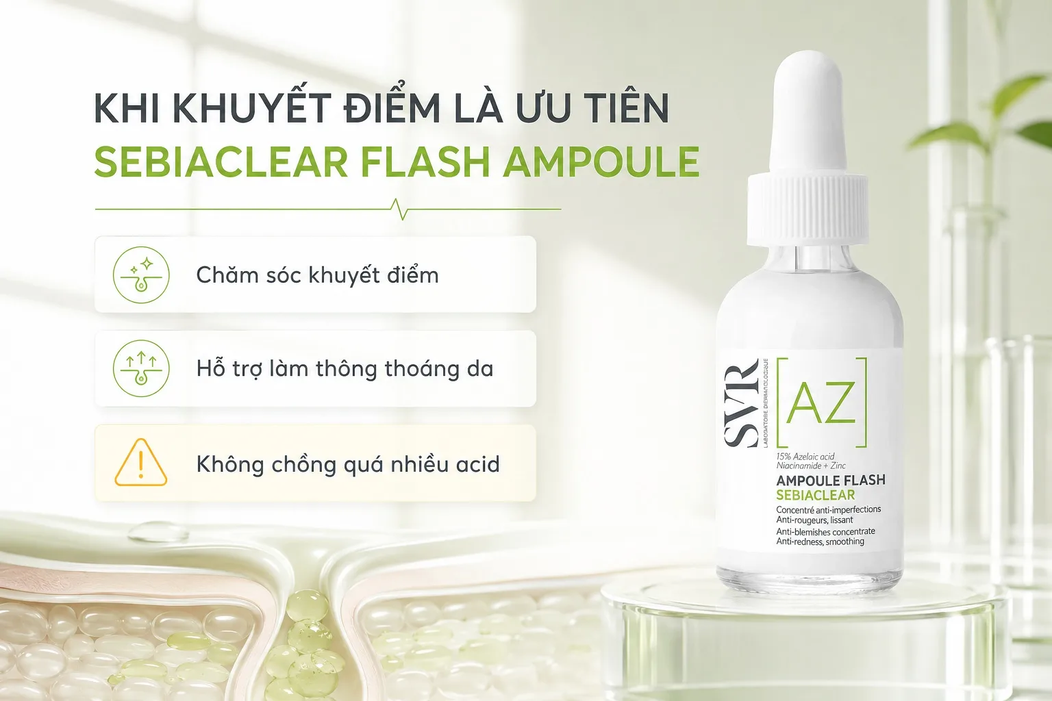 SVR Sebiaclear Flash Ampoule chăm sóc khuyết điểm