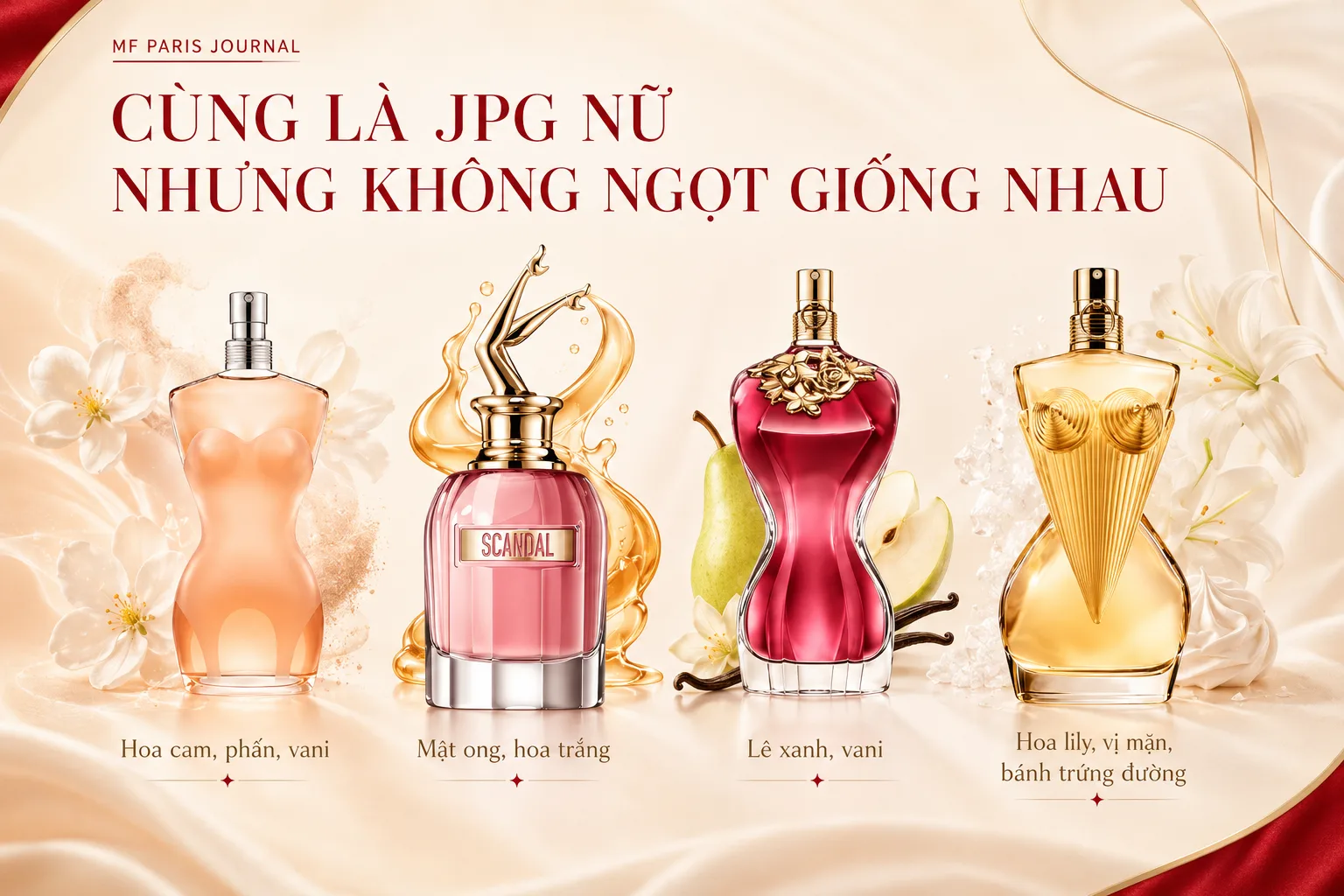 So sánh kiểu mùi của Classique Scandal La Belle và Gaultier Divine