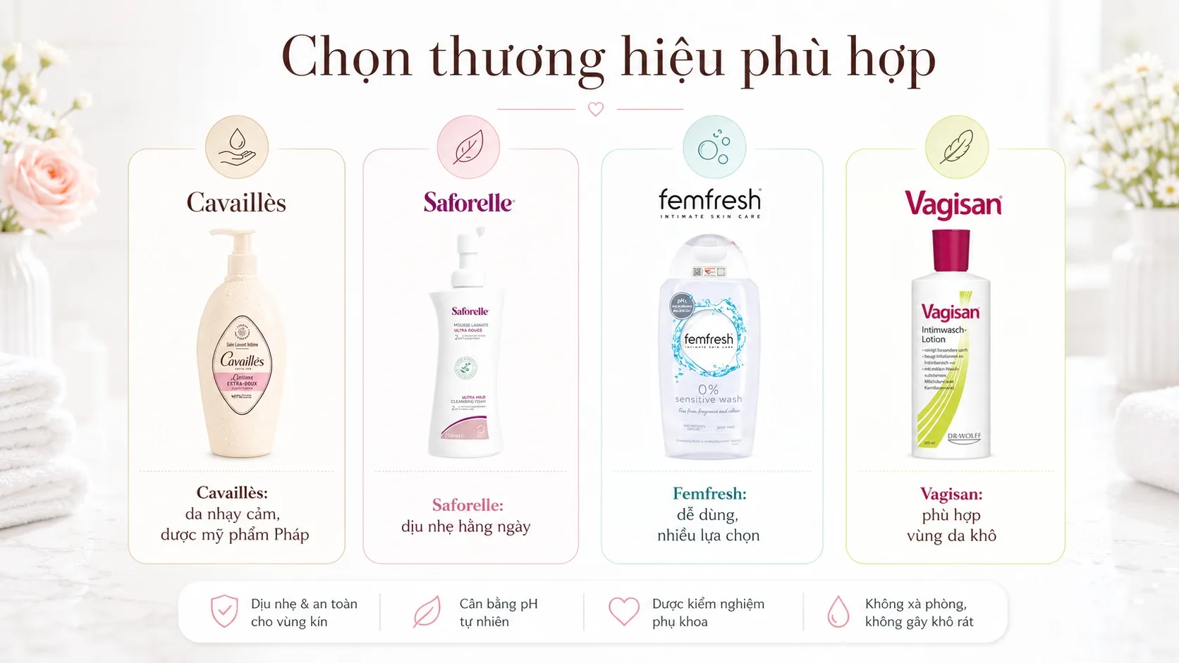 So sánh các thương hiệu dung dịch vệ sinh phụ nữ tại MF Paris