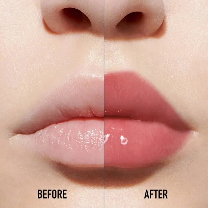 Son Dưỡng Môi Dior 009 Gỗ Hồng sắc đậm trước và sau