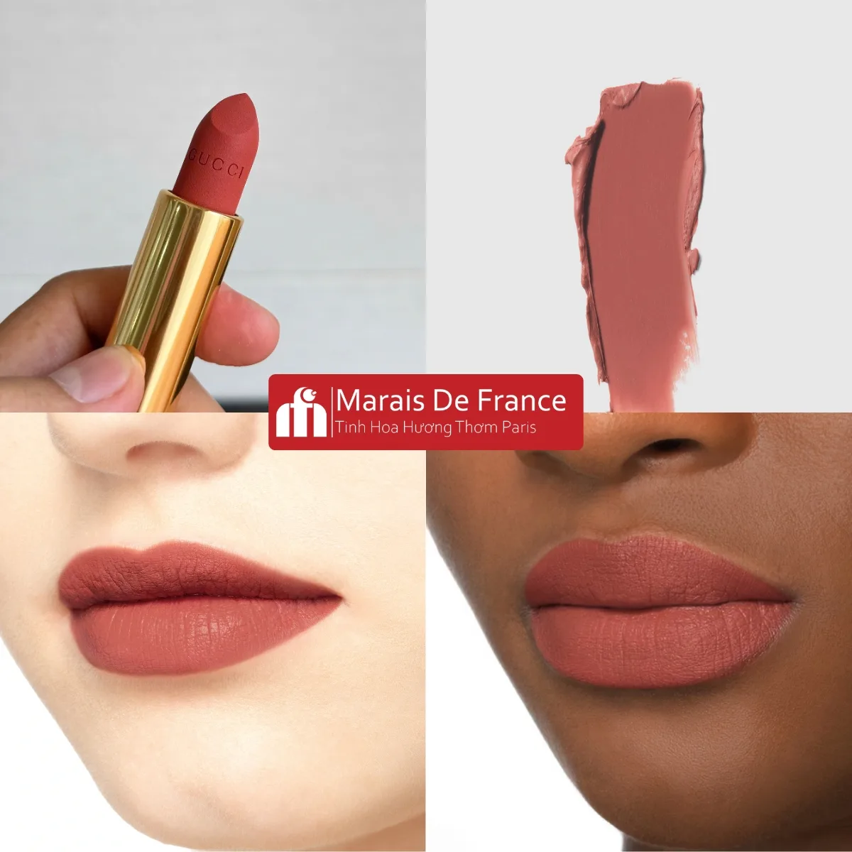 Màu Son lì Gucci Matte Lipstick 208 They Met in Argentina Lên Màu Như thế nào