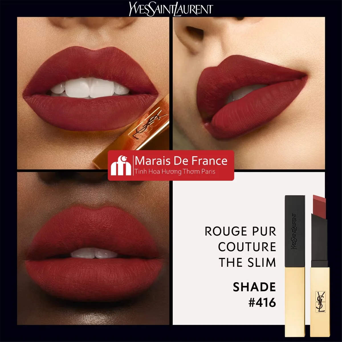 Màu Son Lì YSL Rouge Pur Couture The Slim 416 lên môi