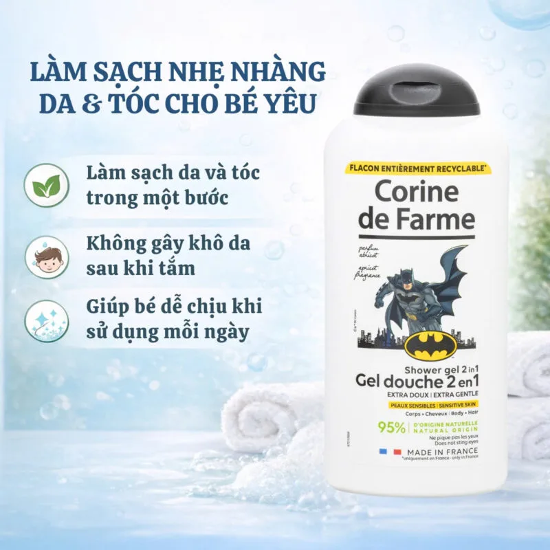 Sữa tắm gội 2 trong 1 Corine de Farme Batman