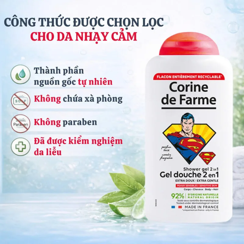 Công dụng Sữa tắm gội 2 trong 1 Corine de Farme Thành Phần An Toàn