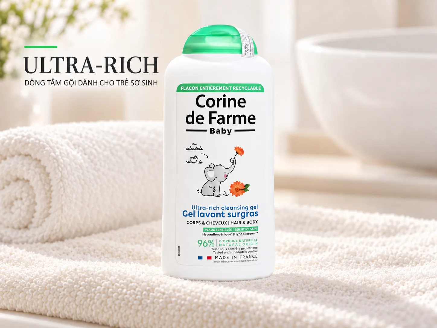 Sữa tắm gội Corine de Farme Ultra-Rich dành cho trẻ sơ sinh Sữa tắm gội Corine de Farme Ultra-Rich dành cho trẻ sơ sinh