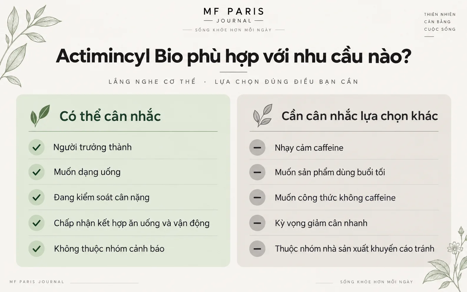 Superdiet Actimincyl Bio phù hợp với ai và trường hợp nào nên cân nhắc sản phẩm khác