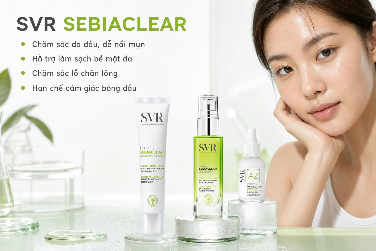 Dòng SVR Sebiaclear dành cho da dầu và da dễ nổi mụn