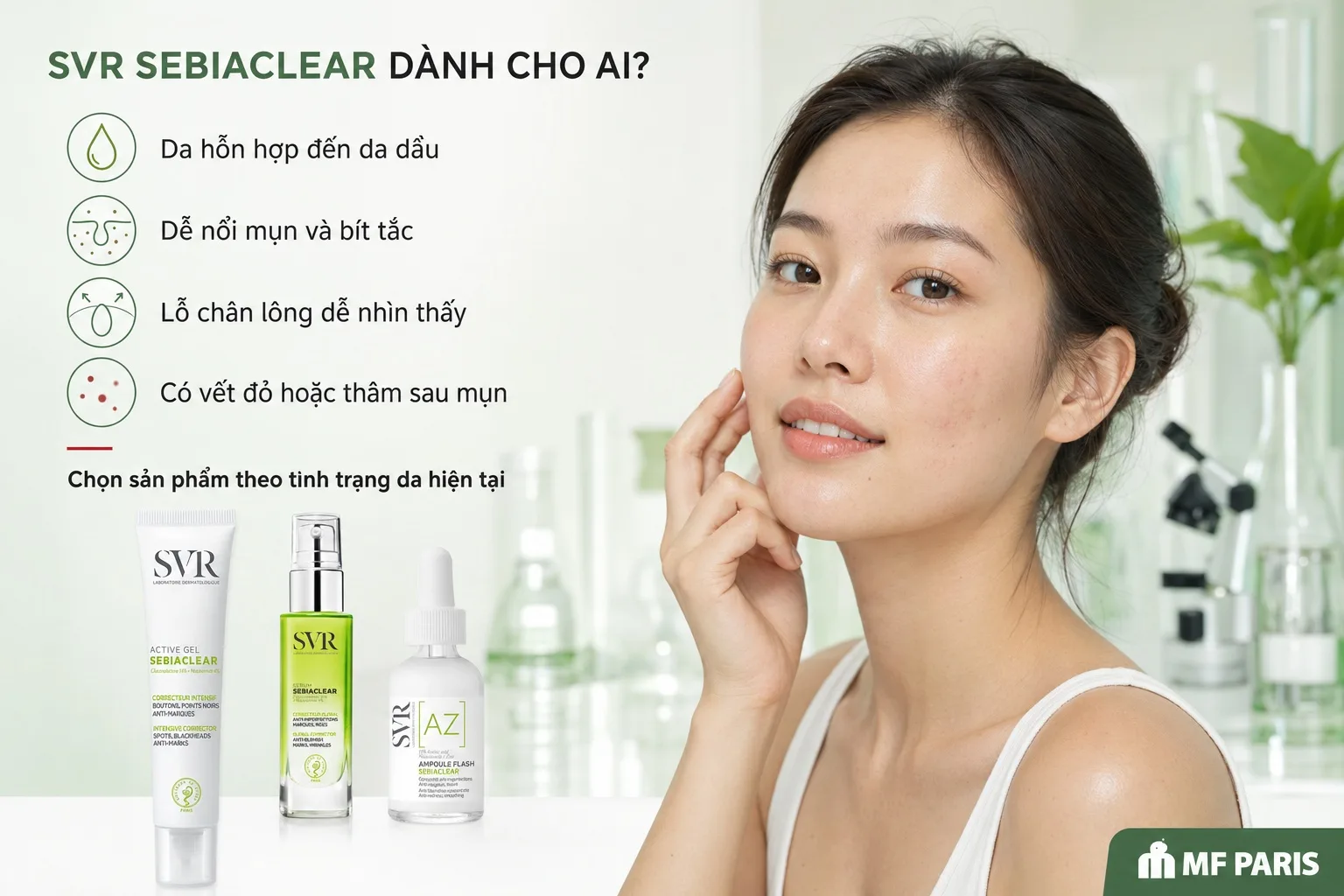 SVR Sebiaclear dành cho da hỗn hợp da dầu và da dễ nổi mụn