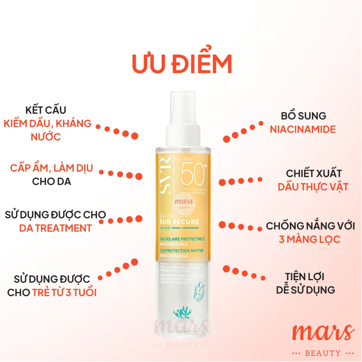 Xịt Chống Nắng SVR Sun Secure SPF50+ Sun Protection Water