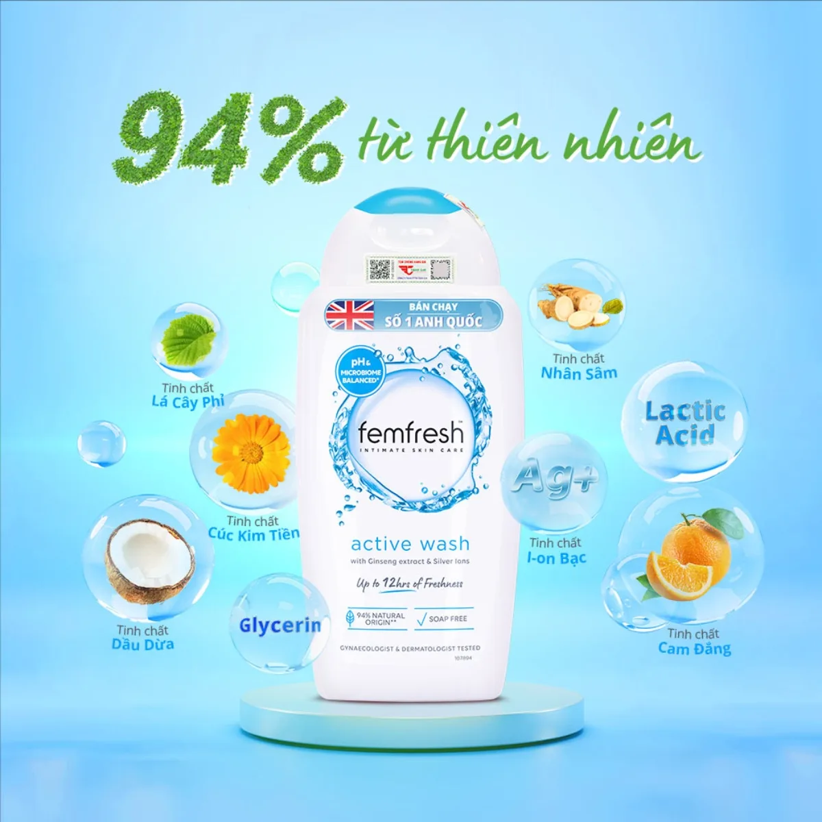 Thành phần Dung Dịch Vệ Sinh phụ nữ Femfresh Active Wash