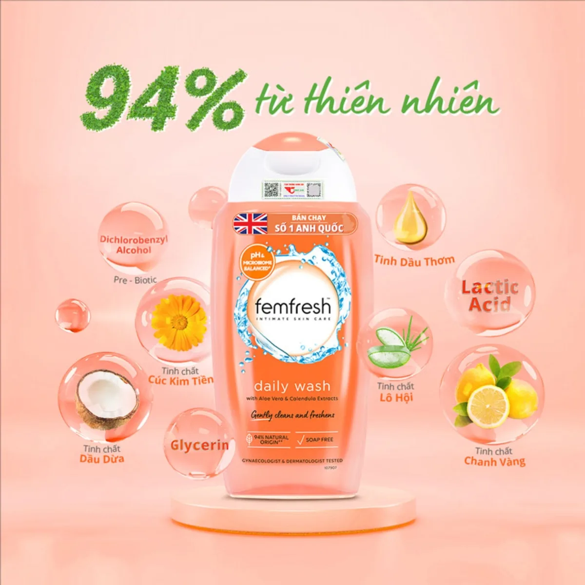 Thành Phần Dung Dịch Vệ Sinh Phụ Nữ Femfresh Daily Wash 250ml