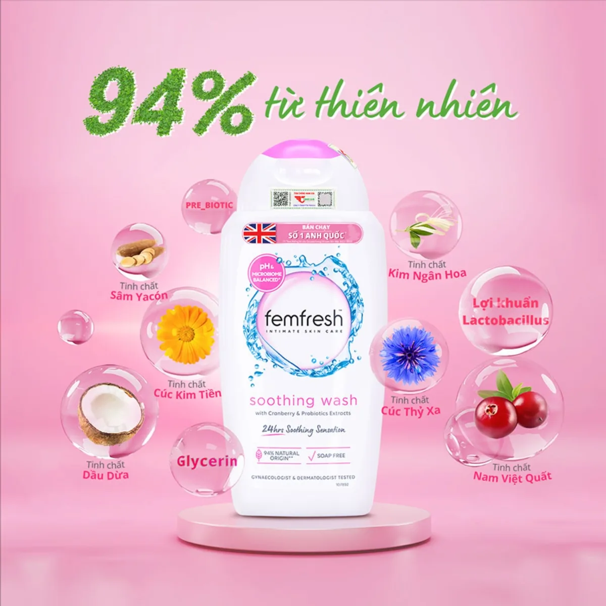 Thành phần Dung dịch vệ sinh phụ nữ Femfresh Soothing Wash