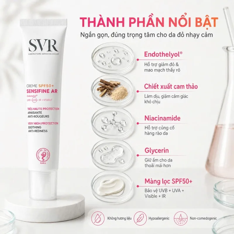 Thành phần Kem Chống Nắng SVR Sensifine AR SPF50+