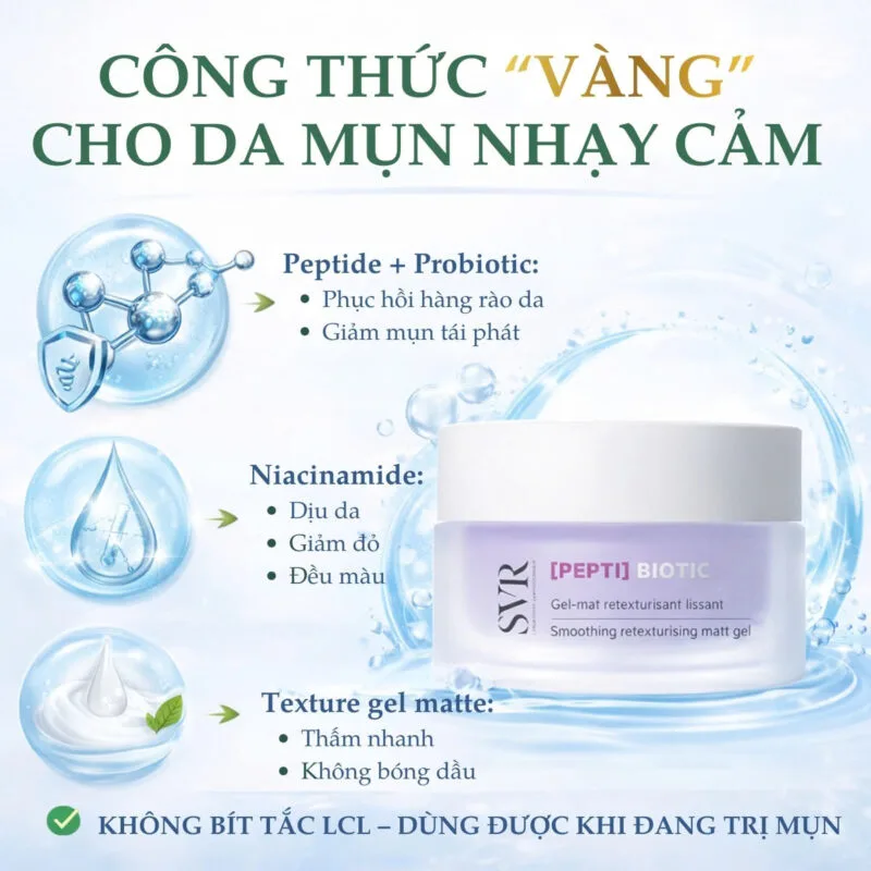 Thành phần Kem Dưỡng Kiềm Dầu SVR Pepti Biotic
