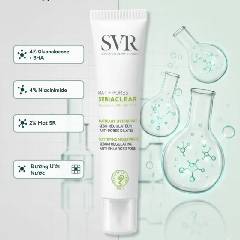 Thành phần SVR Sebiaclear Mat + Pores SPF50+ Chính Hãng