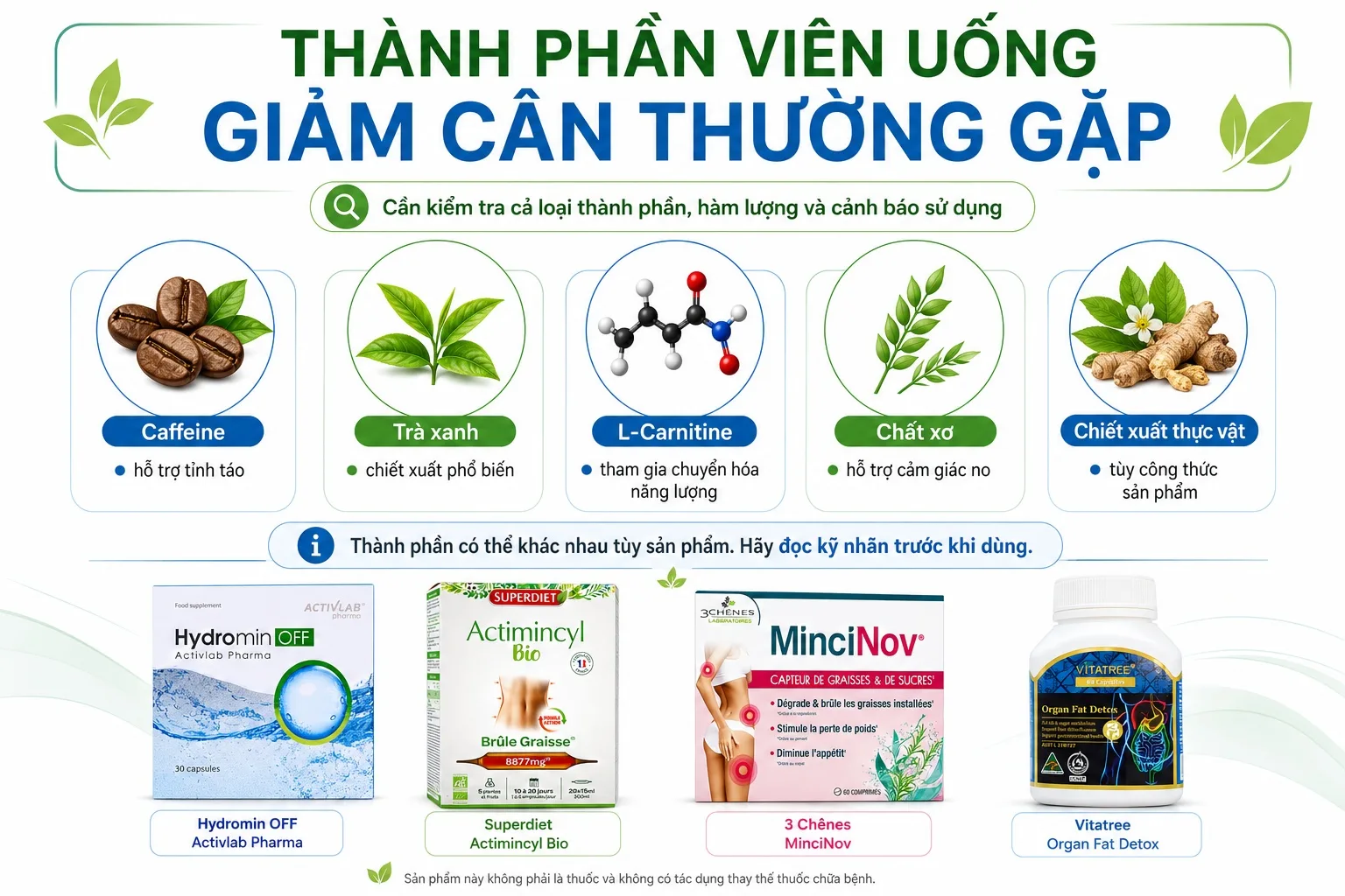Thành phần viên uống giảm cân thường gặp