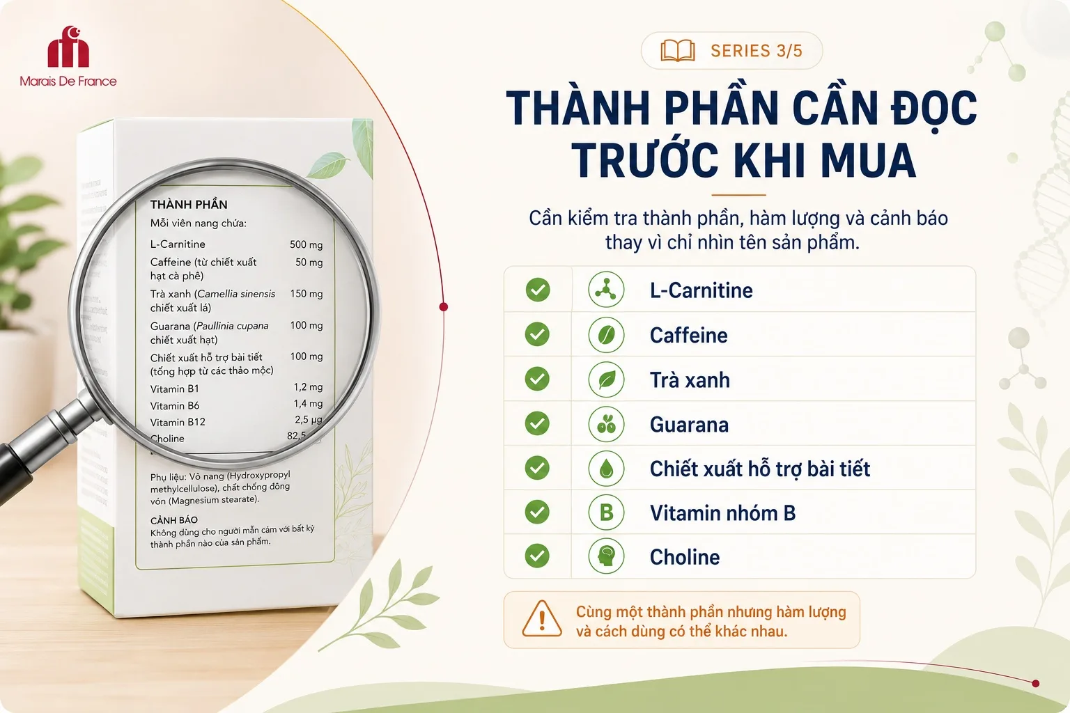 Thành phần viên uống hỗ trợ giảm cân cần xem trước khi mua