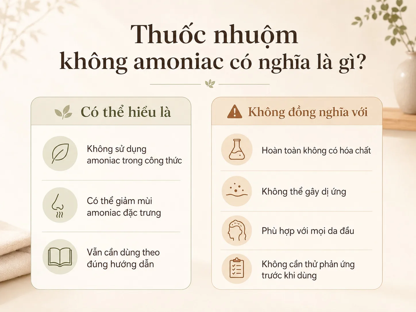 Infographic giải thích thuốc nhuộm tóc không amoniac không đồng nghĩa với hoàn toàn tự nhiên