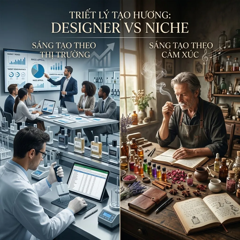 Triết lý nước hoa designer vs Niche