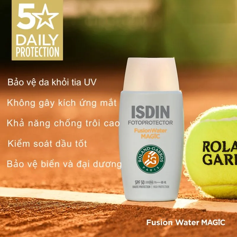 Ưu điểm Kem Chống Nắng ISDIN Fusion Water MAGIC SPF 50 x Roland Garros 50ml