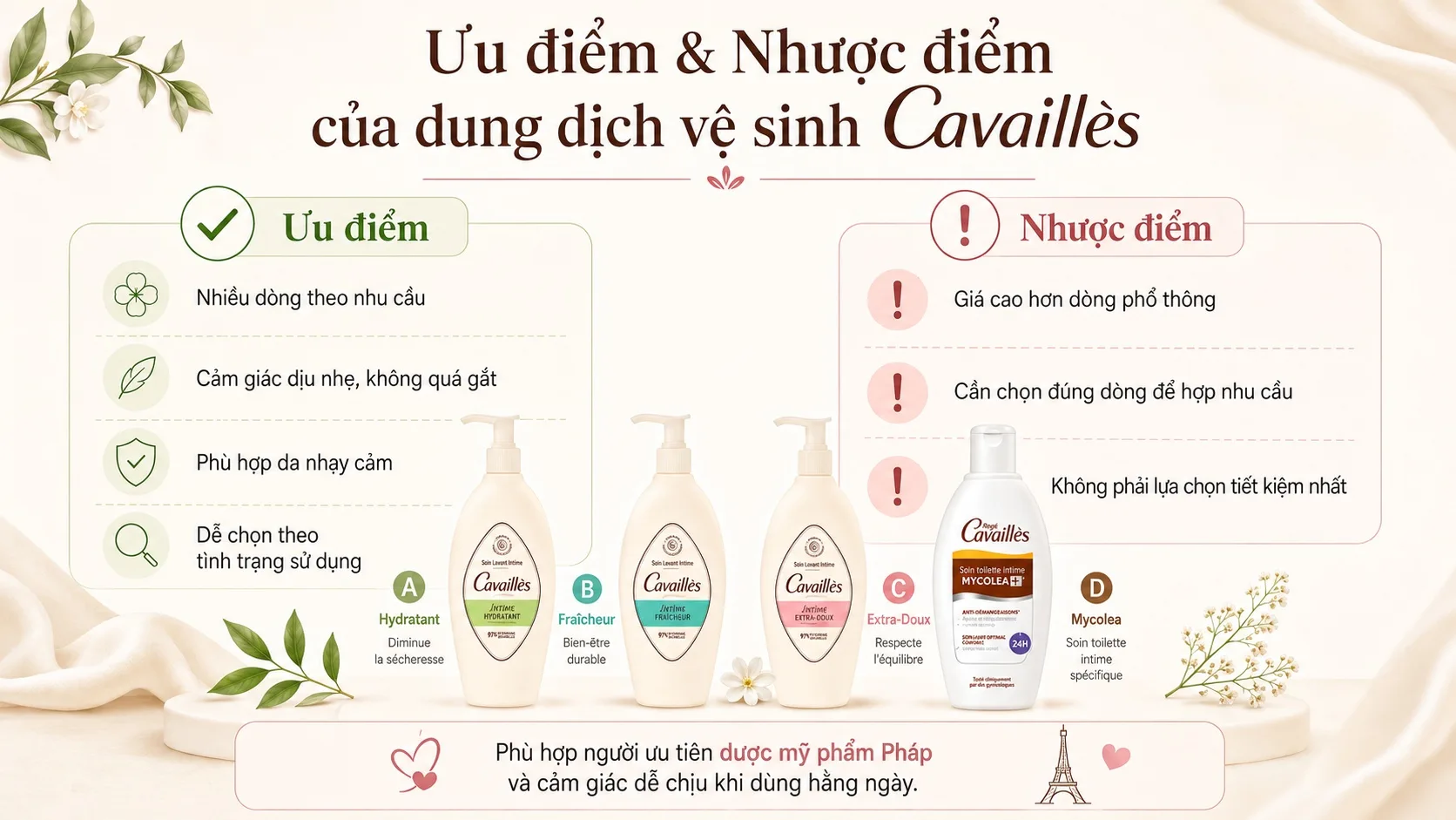 Ưu điểm và nhược điểm của dung dịch vệ sinh Cavaillès