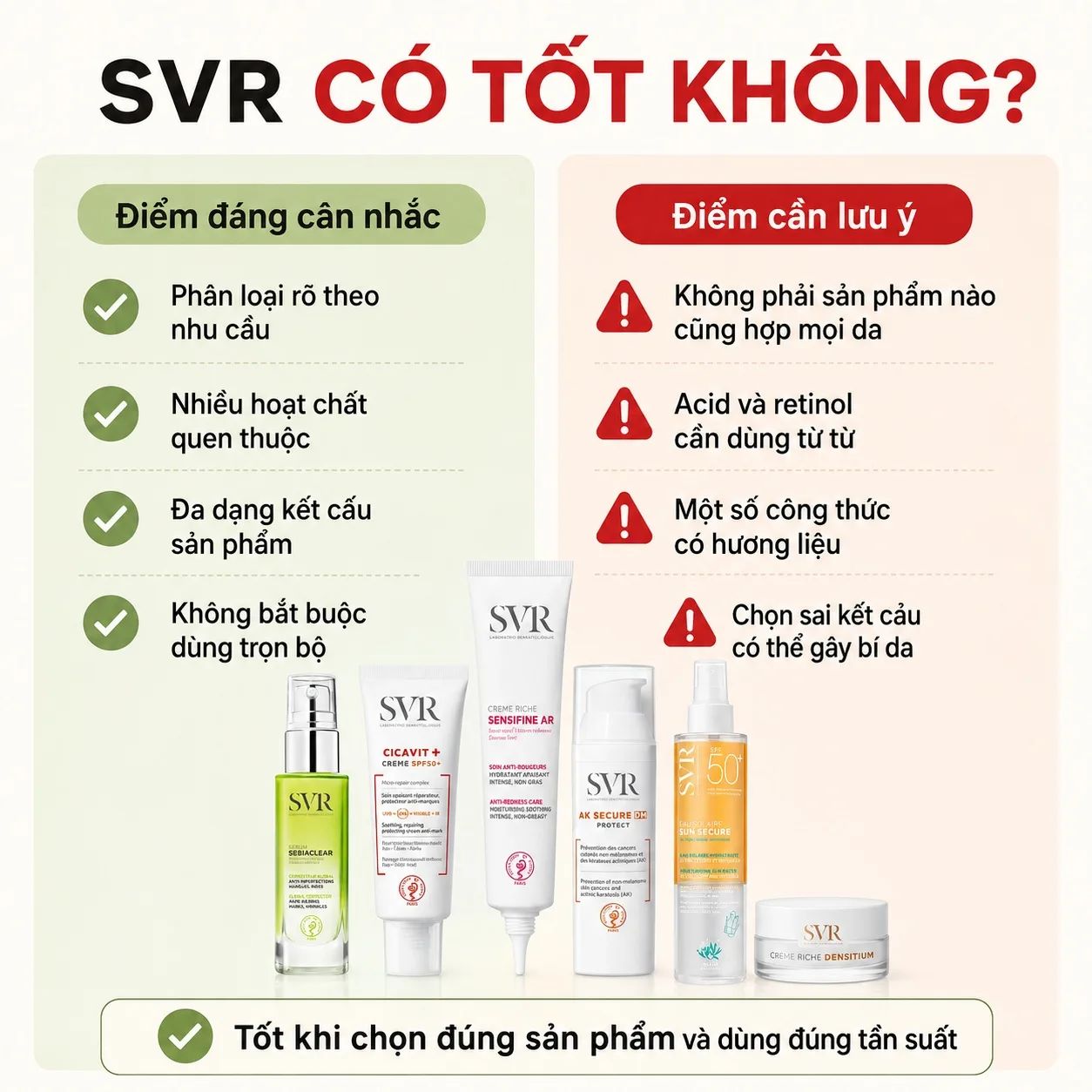 Ưu điểm và điểm cần lưu ý khi sử dụng mỹ phẩm SVR