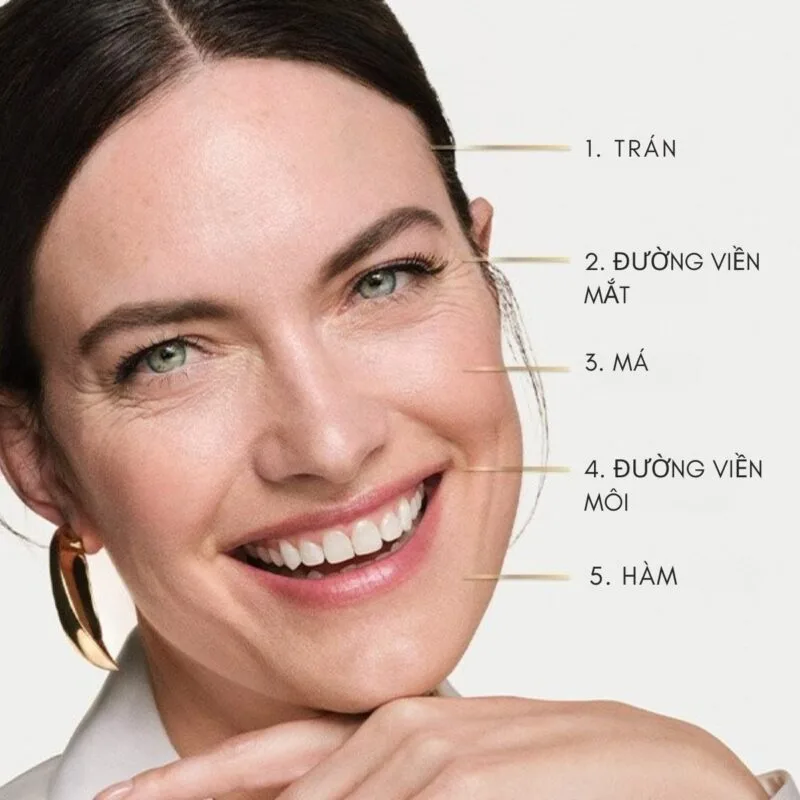 Vichy Neovadiol Longevity tác động lên 5 điểm trên mặt