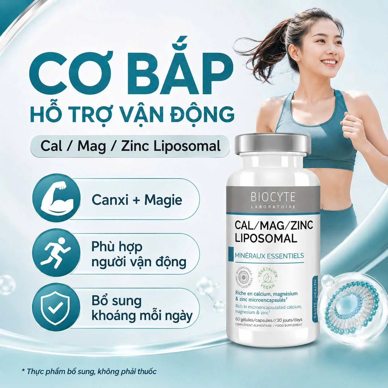 Viên Uống Bổ Sung Canxi Biocyte Cal-Mag-Zinc Liposomal Hỗ Trợ Xương Khớp Công Dụng