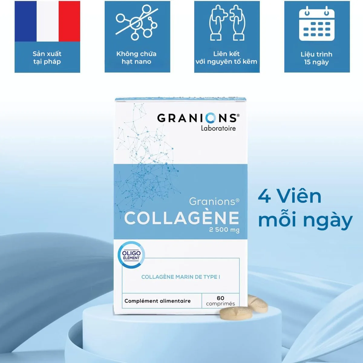 Viên Uống Bổ Sung Collagen Granions Collagen 2500 mg