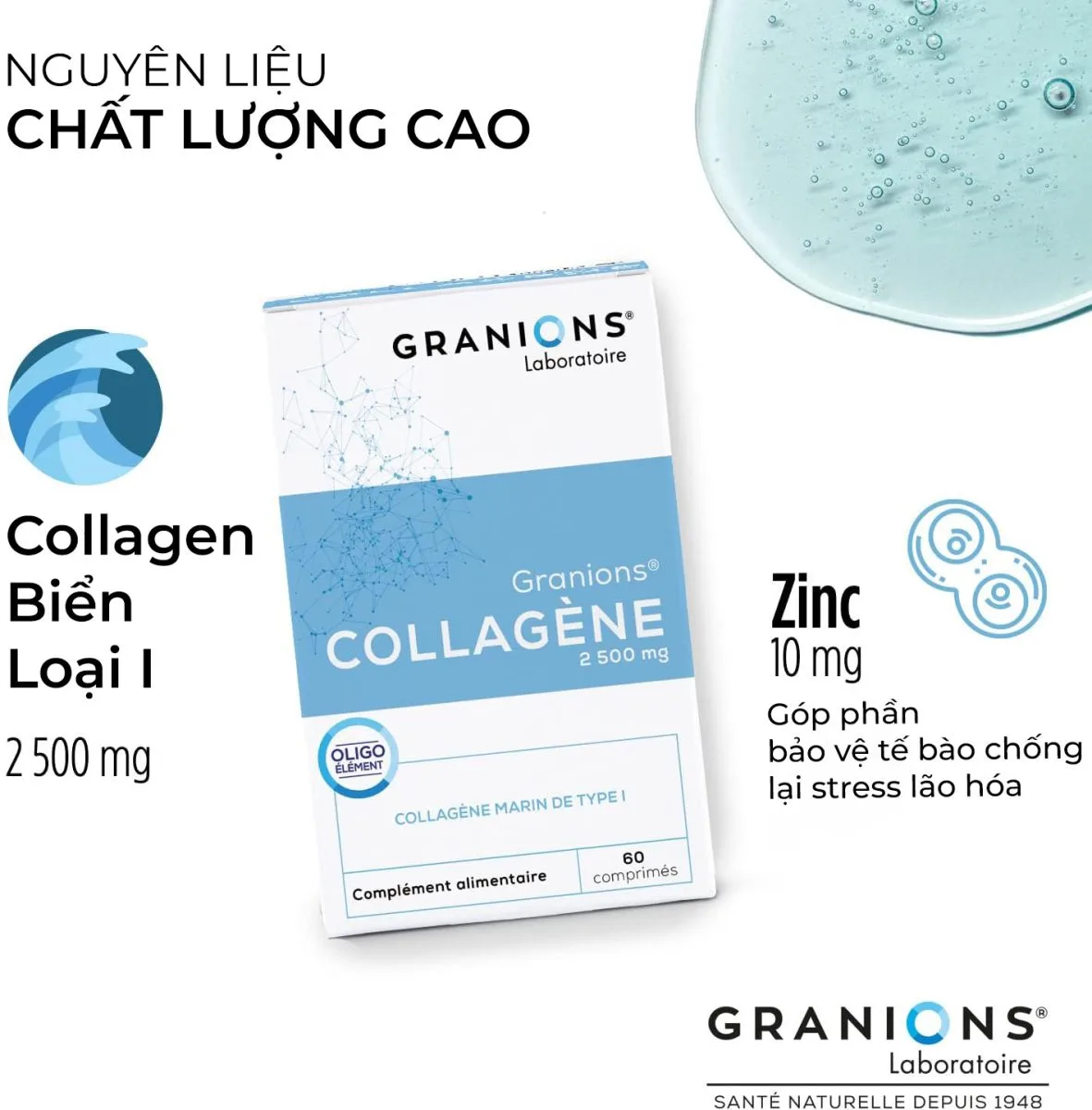 Viên Uống Bổ Sung Collagen Granions Collagen 2500 mg