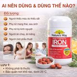 Viên Uống Bổ Sung Sắt Hữu Cơ Nature's Way High Strength Iron + Vitamin C + B12 Phù Hợp Với