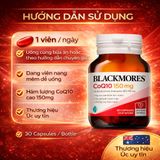 Viên Uống Hỗ Trợ Tim Mạch Blackmores CoQ10 150mg Bảo Vệ Sức Khỏe Cơ Tim Hướng Dẫn Sử Dụng