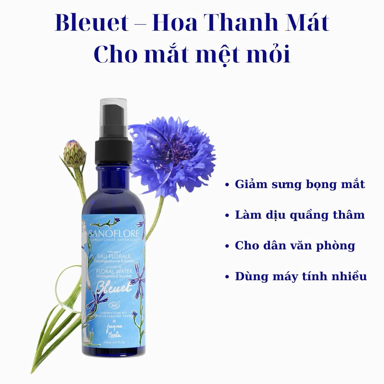 Xịt khoáng Sanoflore Hoa Ngô, Làm Dịu da và mắt, da nhạy cảm
