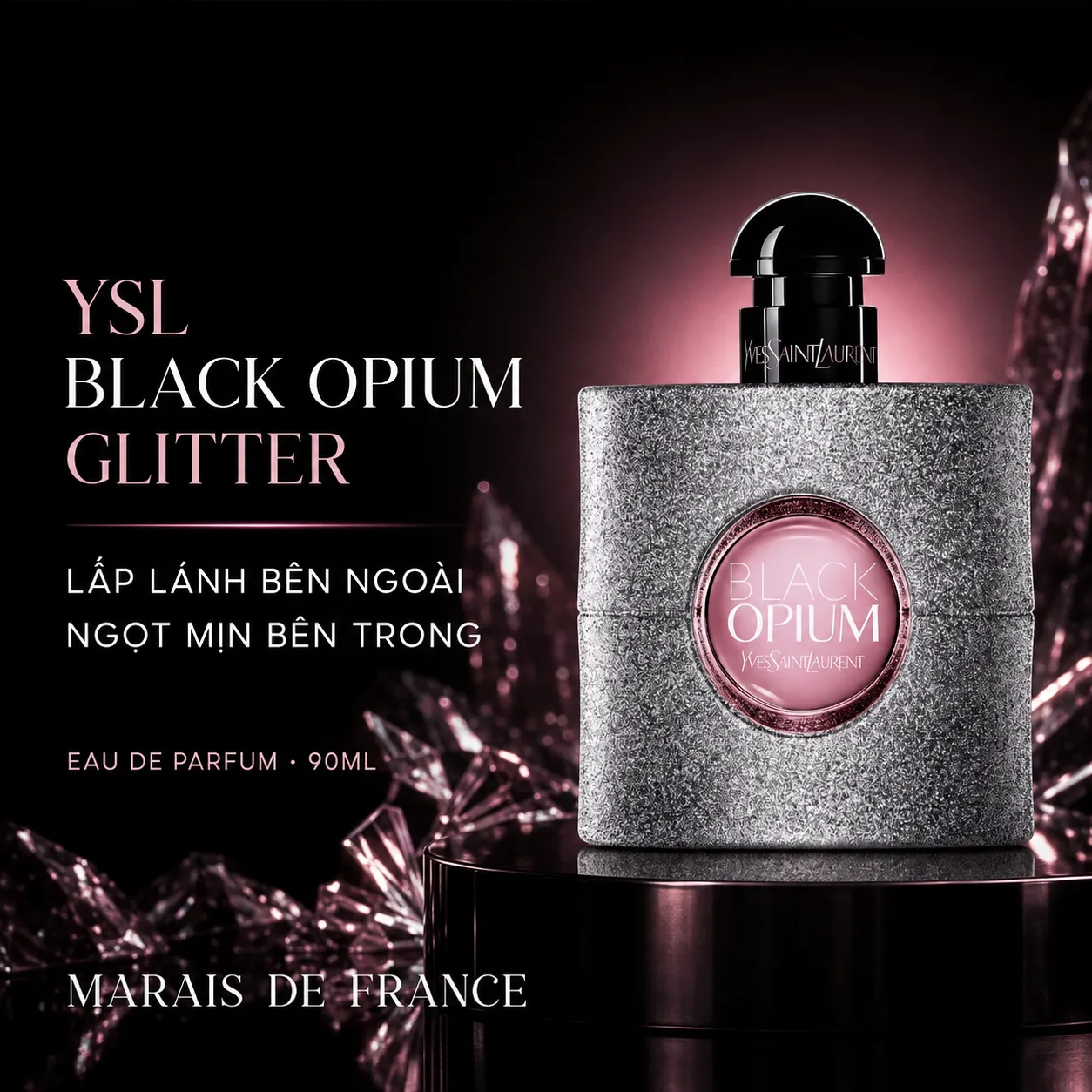 Chai nước hoa YSL Black Opium Glitter Eau de Parfum 90ml chính hãng