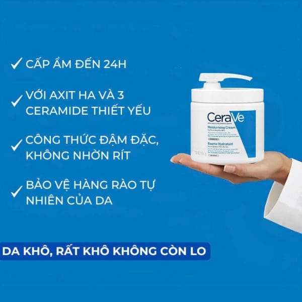 Kem dưỡng ẩm CeraVe Moisturising Cream with pump 454g